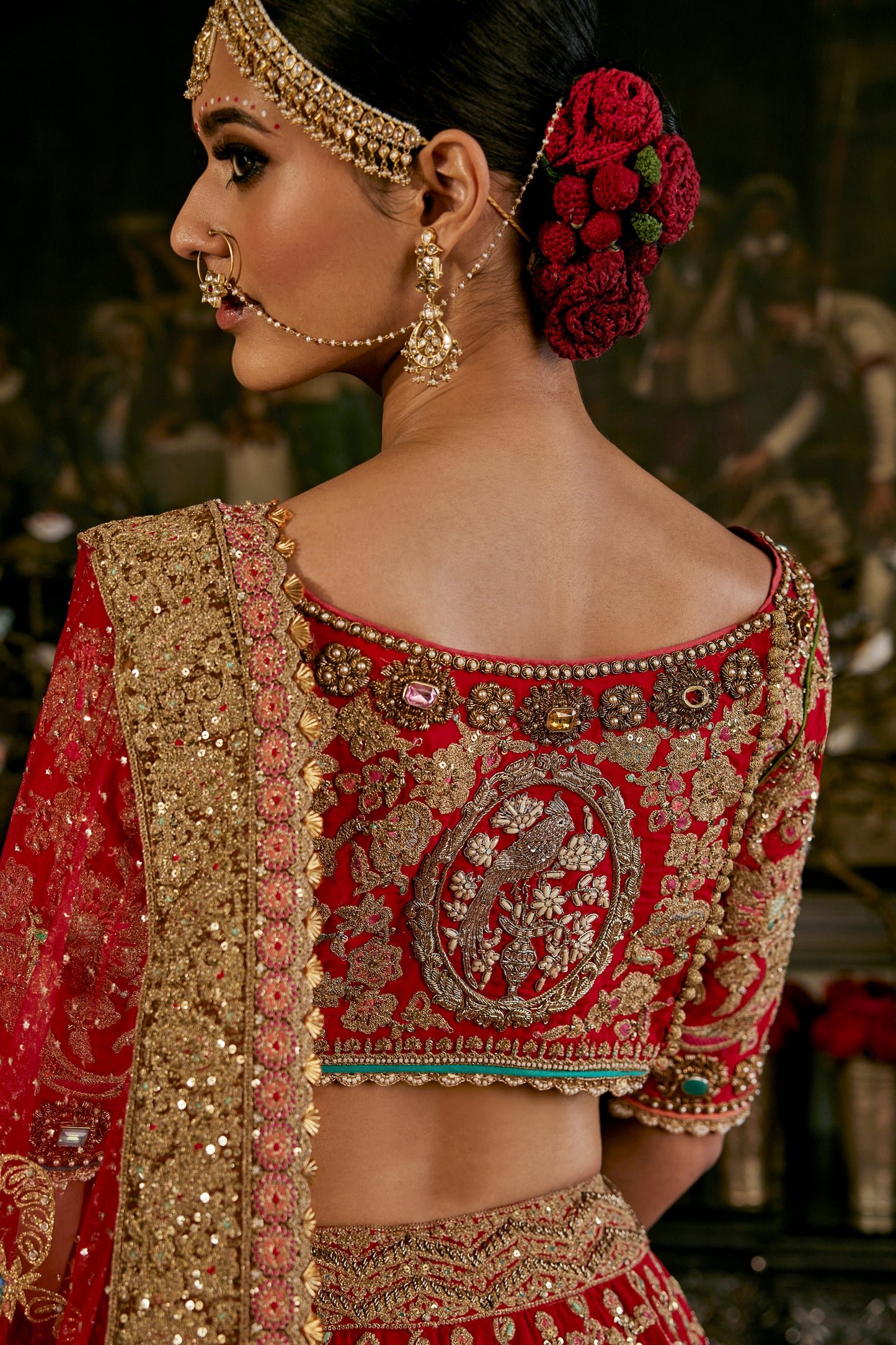 Earthy Red Jacobean Lehenga