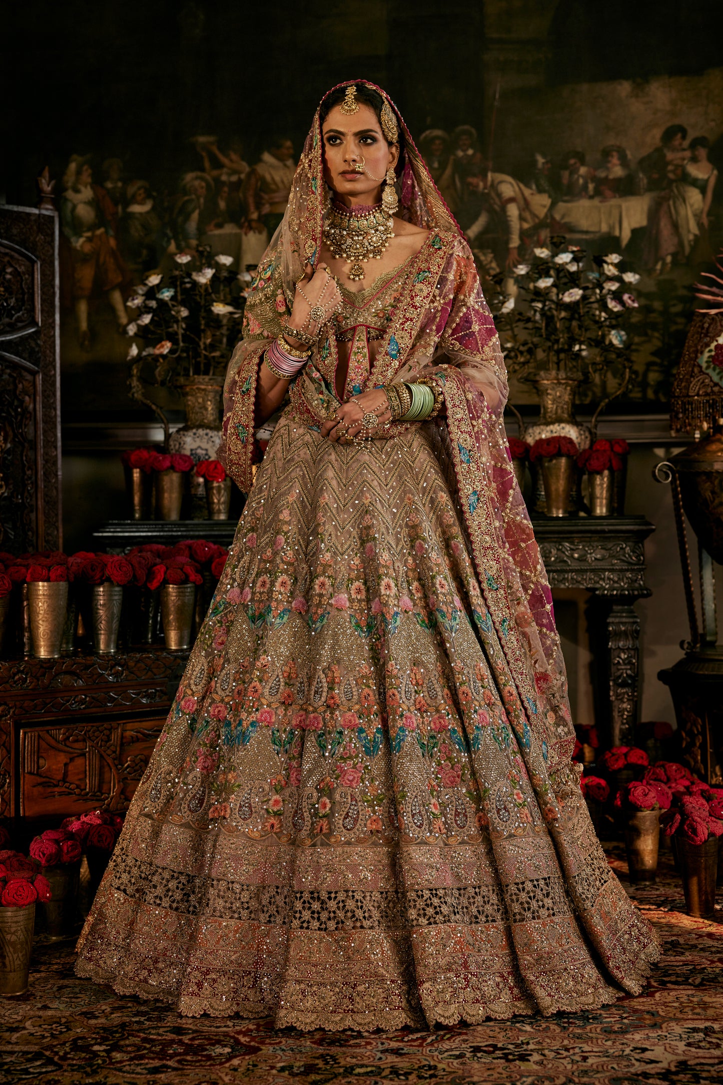 Multi Hued Tulle Lehenga