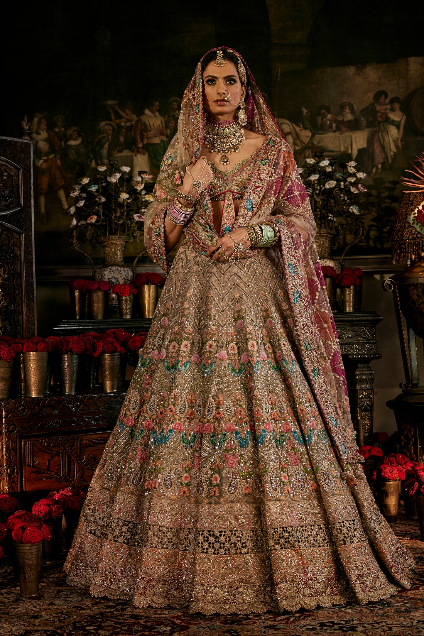 Multi Hued Tulle Lehenga