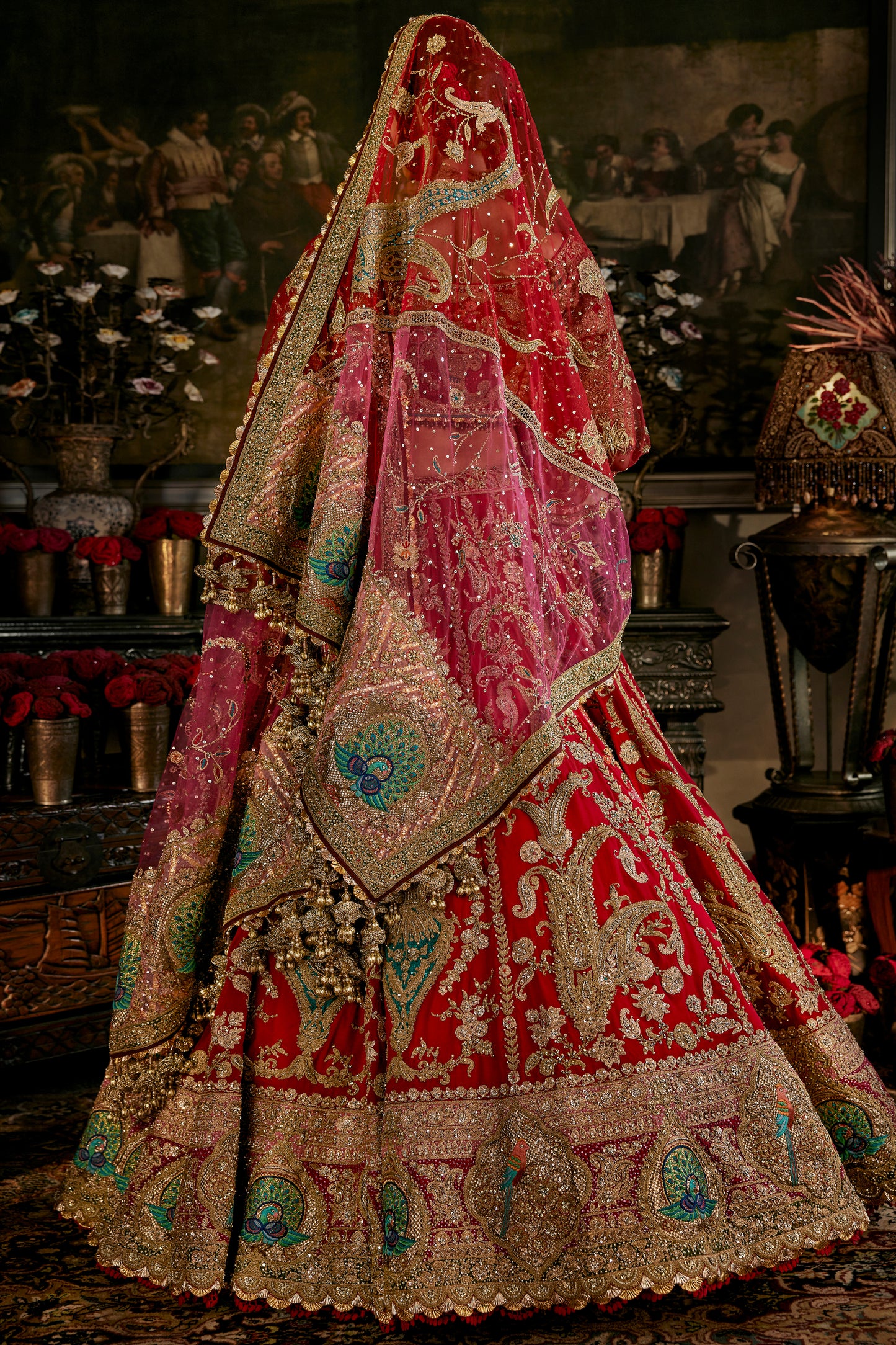 Red Languid Paisleys Lehenga