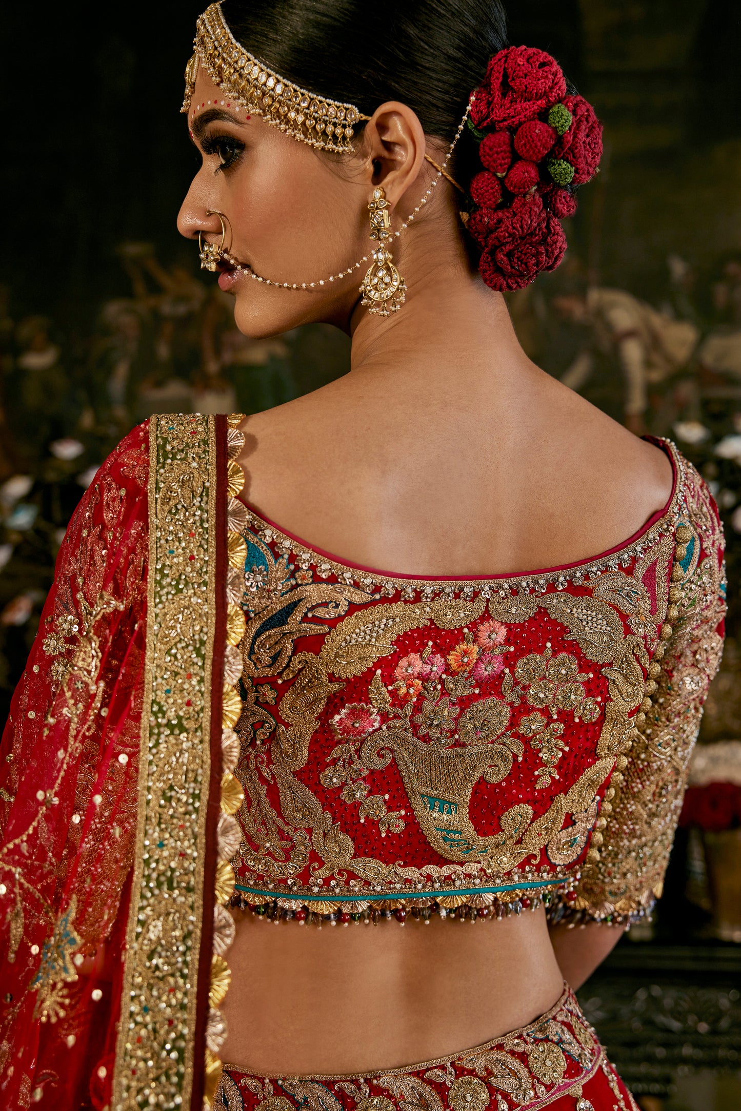 Red Languid Paisleys Lehenga