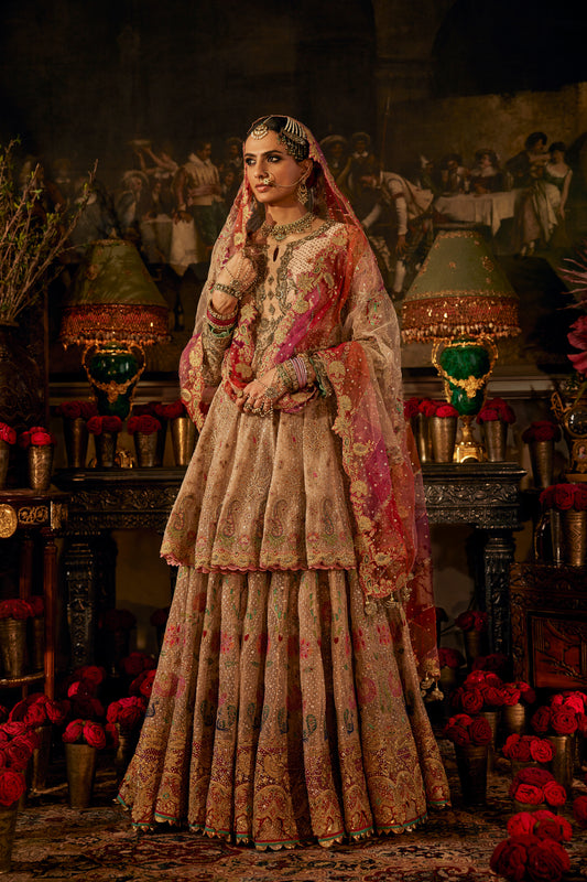 A Pale Pink Tulle Kalidar Paired With a Sharara