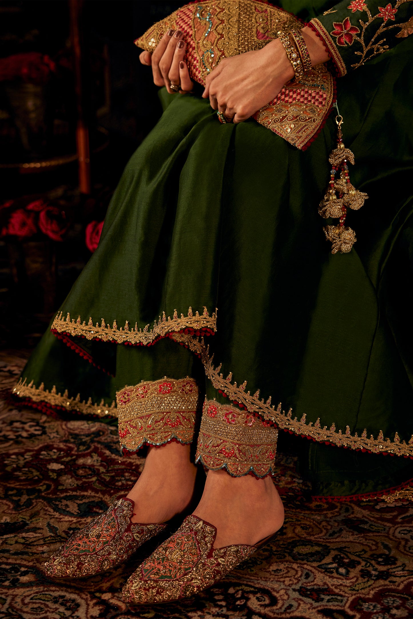 Deep Green Silk Kalidar and Jacket