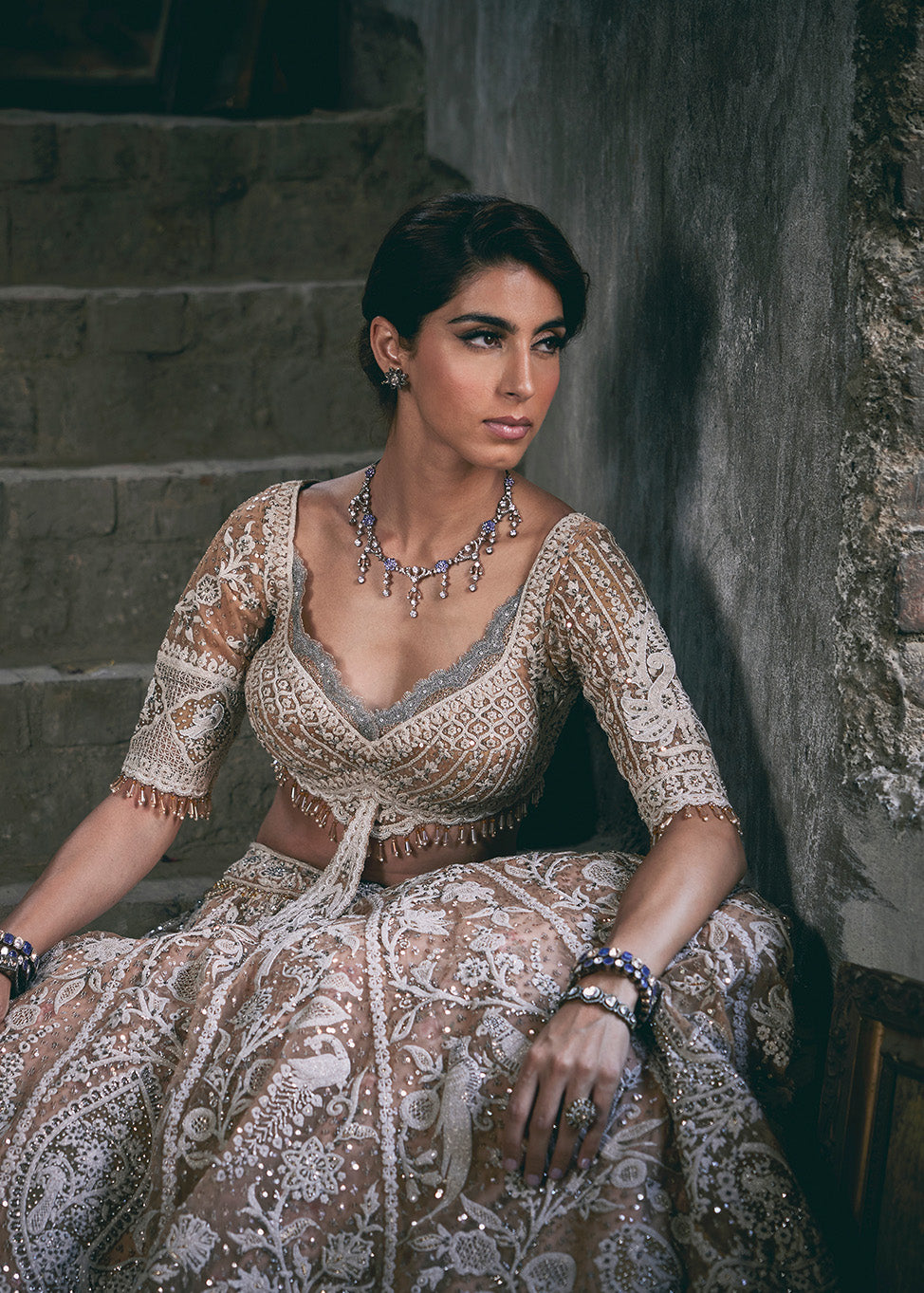 Beige-Ivory Filigree Lehenga