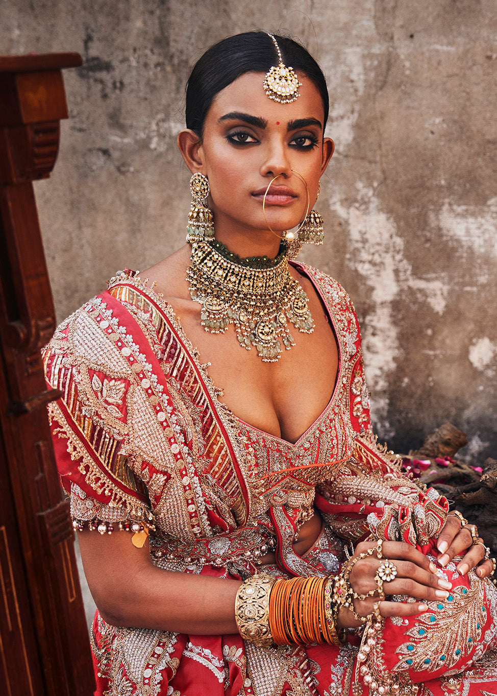 Watermelon Red Peacock Lehenga