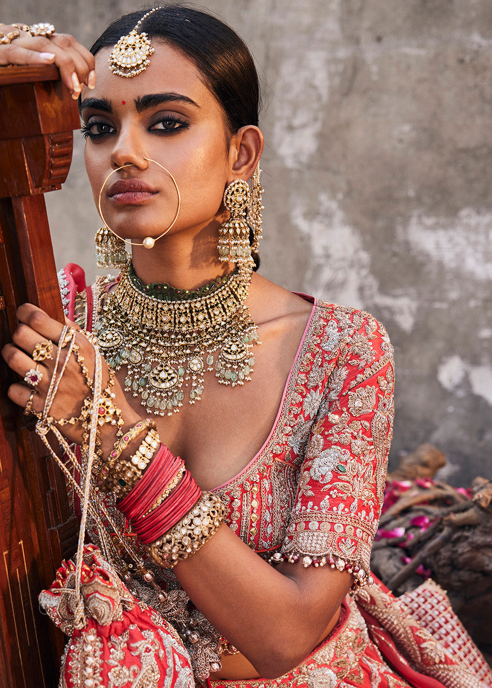 Watermelon Red Peacock Lehenga