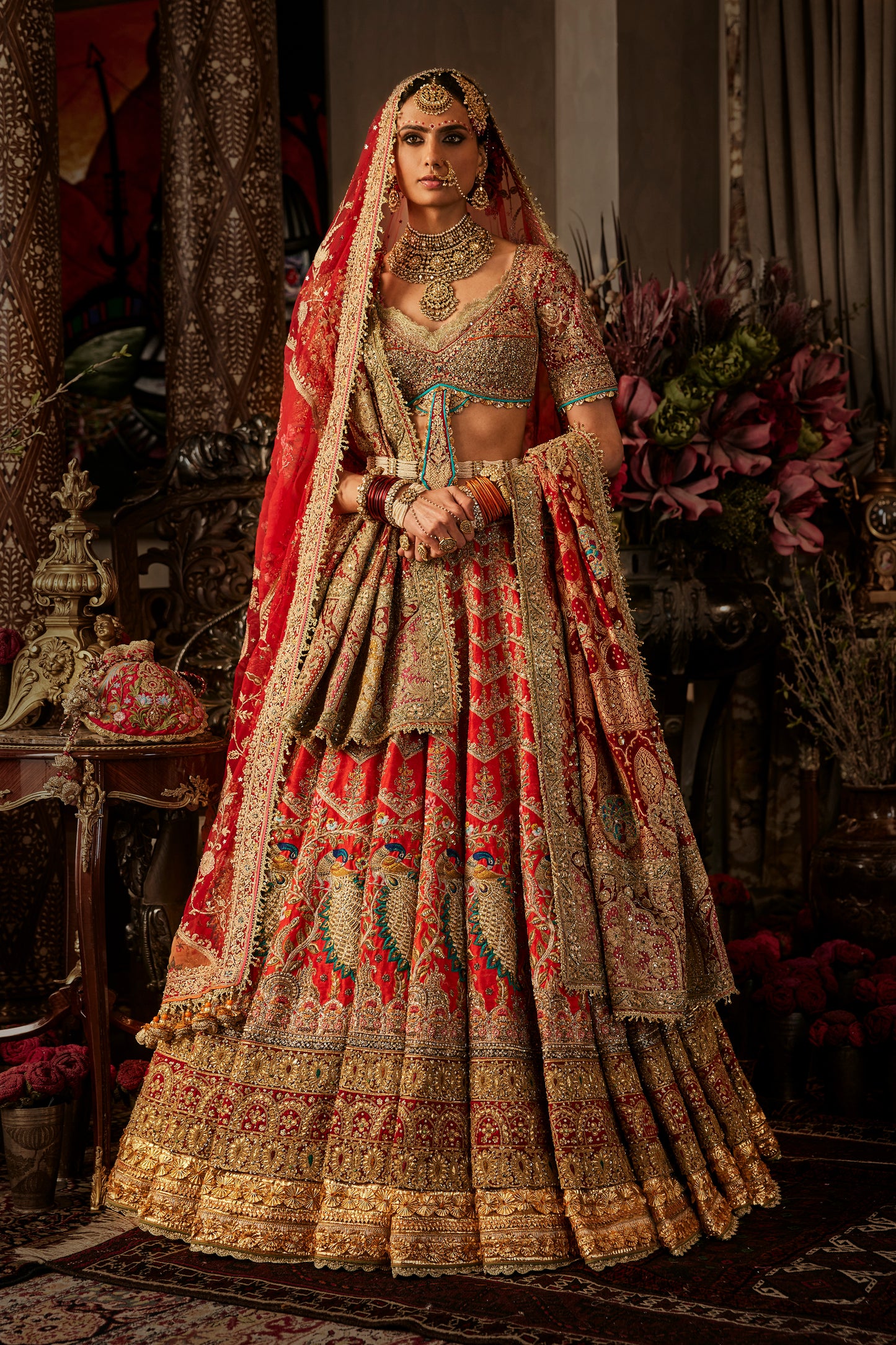 Red Archival Lehenga