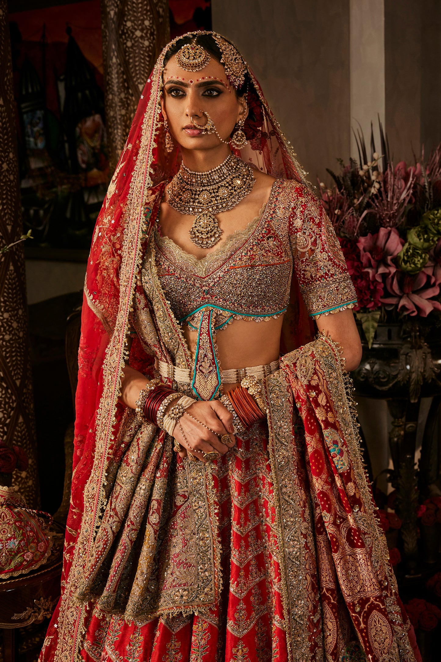 Red Archival Lehenga