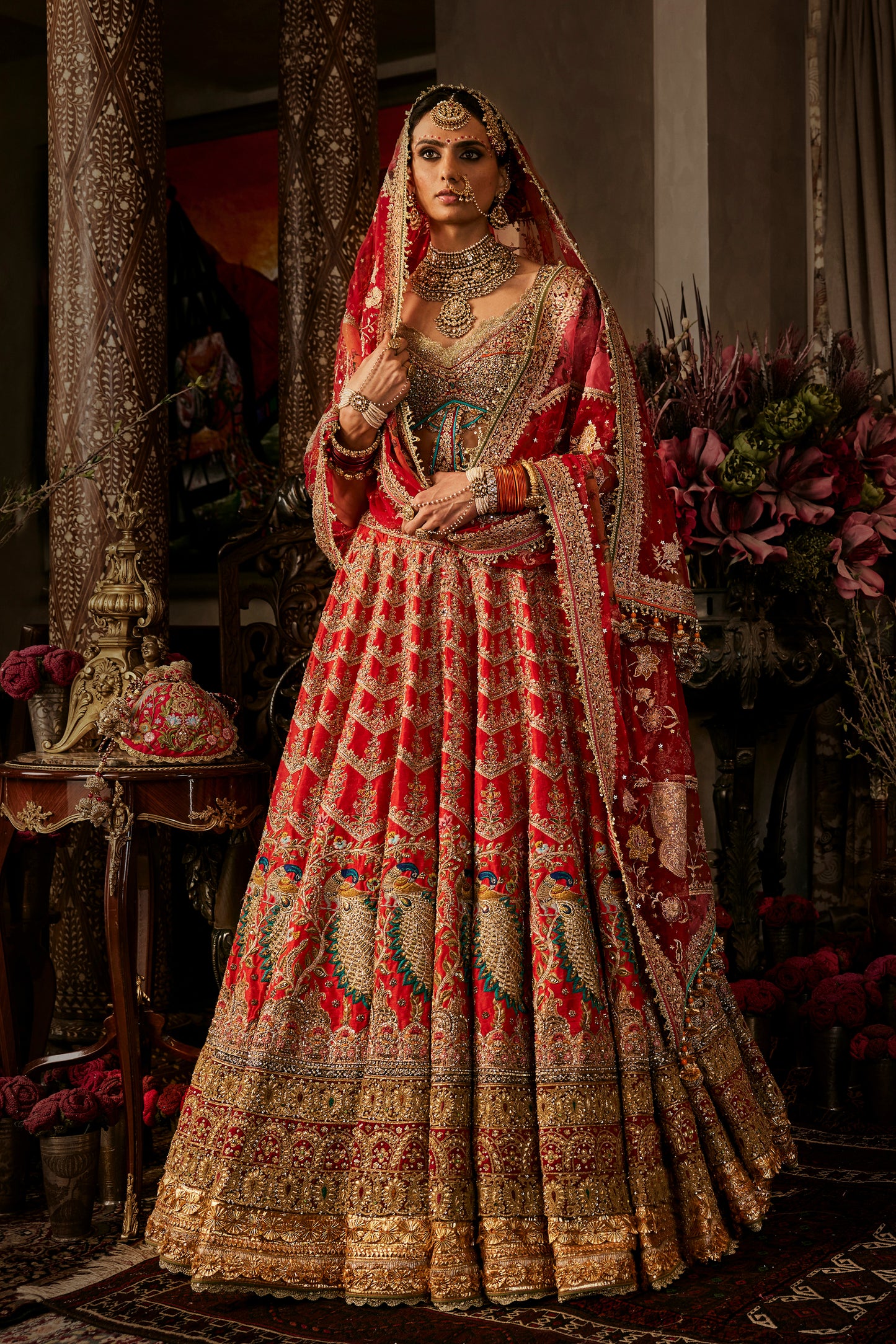 Red Archival Lehenga