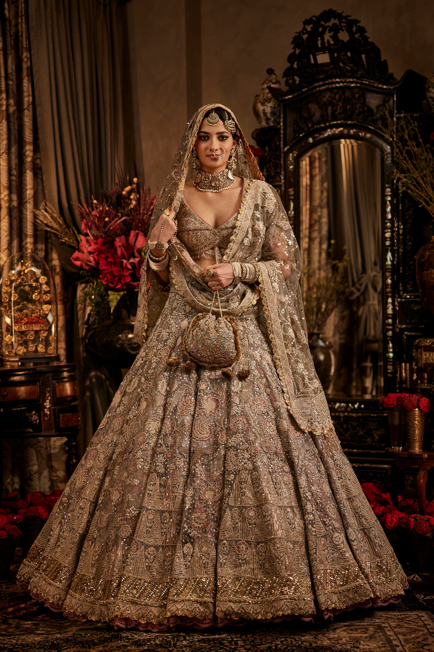 Ash And Dove Grey Lehenga