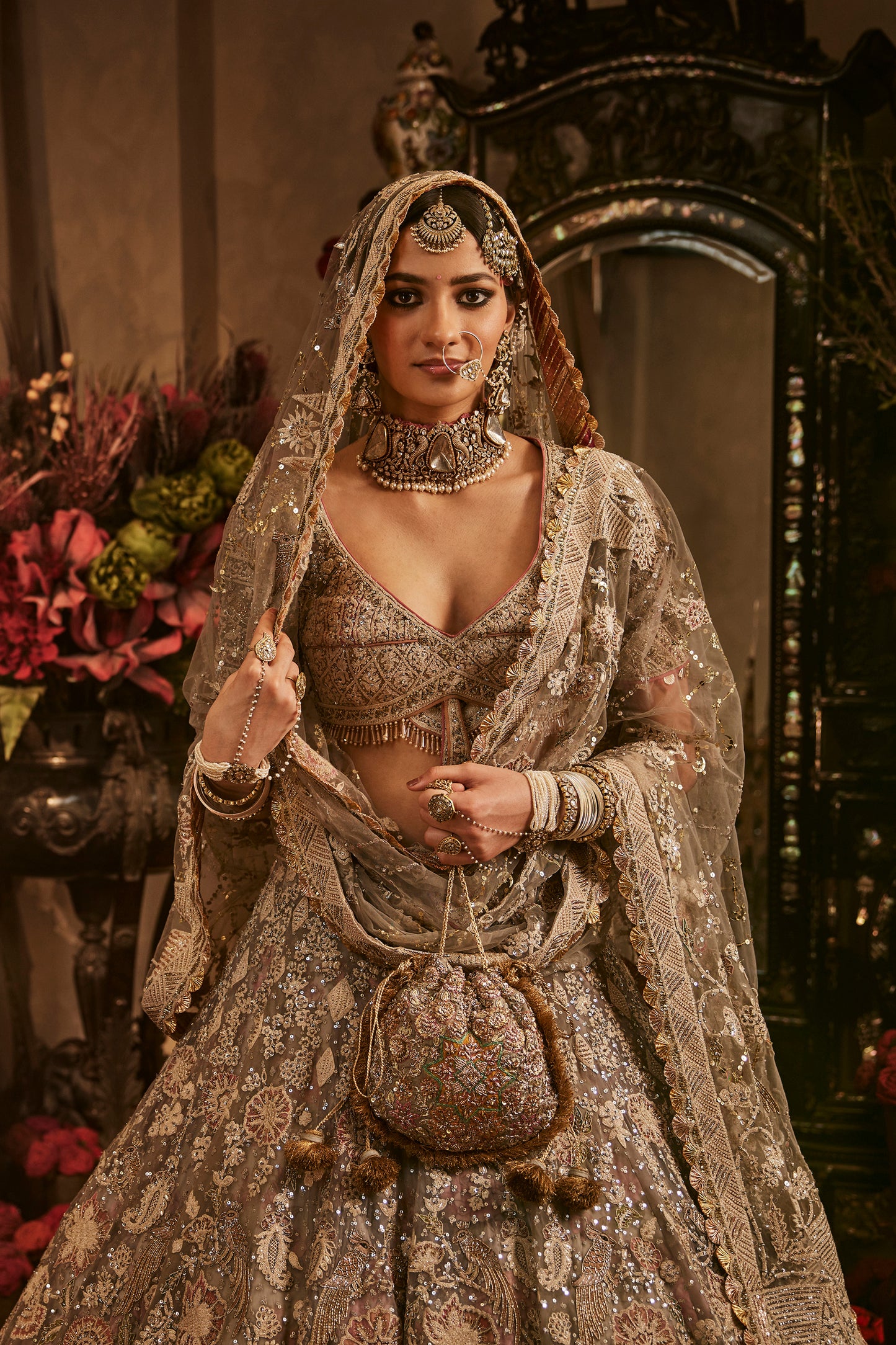 Ash And Dove Grey Lehenga