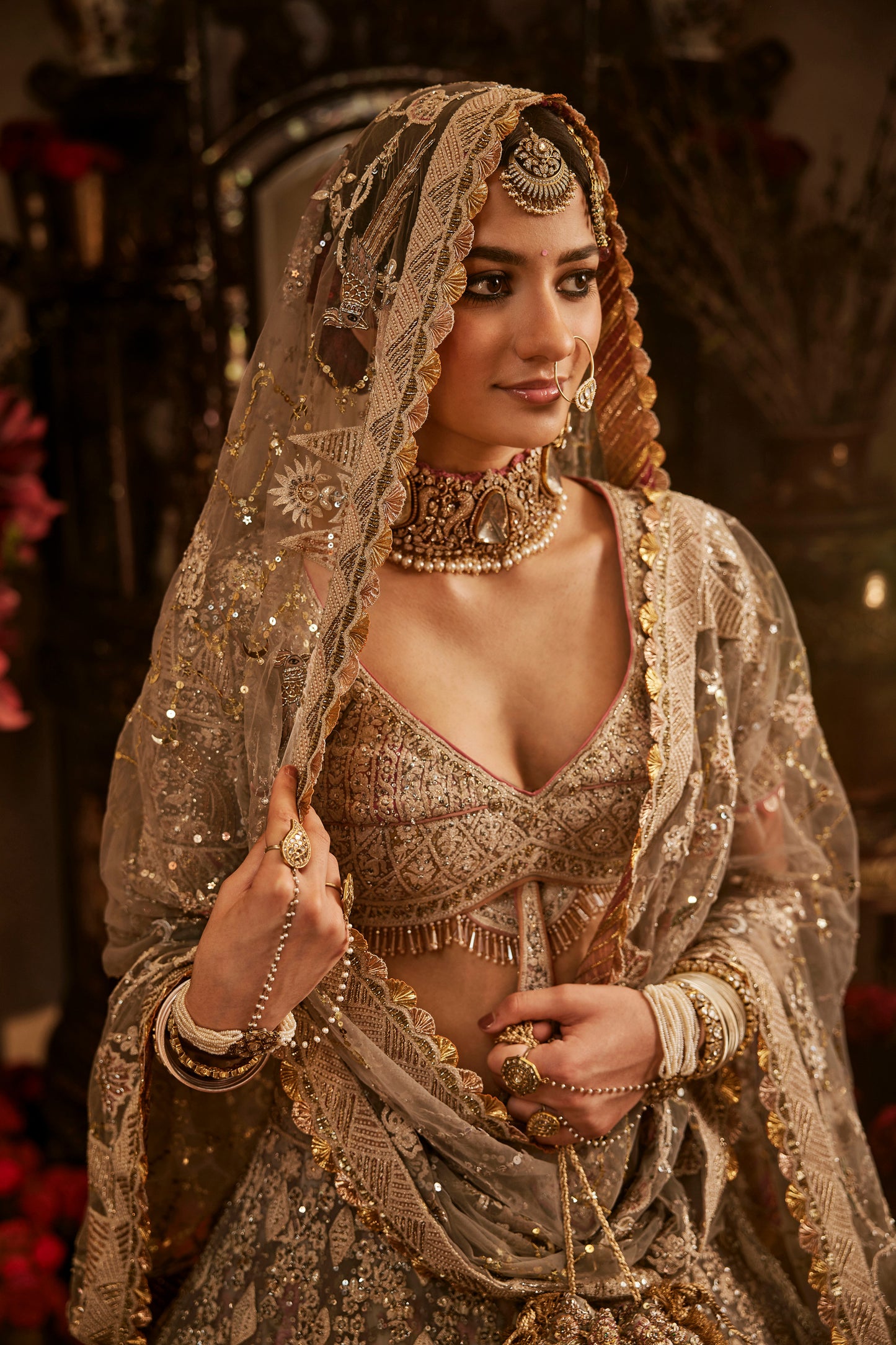 Ash And Dove Grey Lehenga