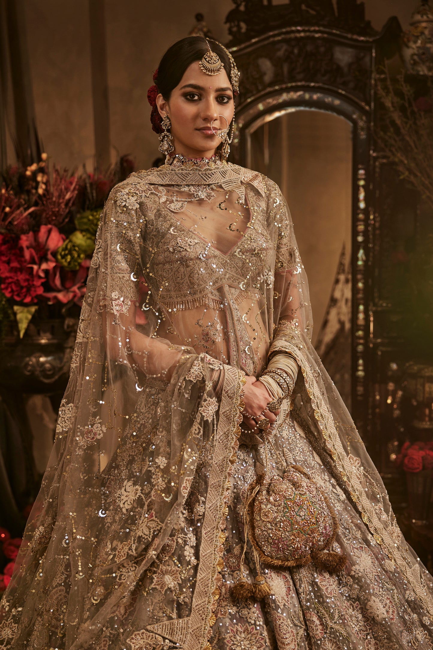 Ash And Dove Grey Lehenga