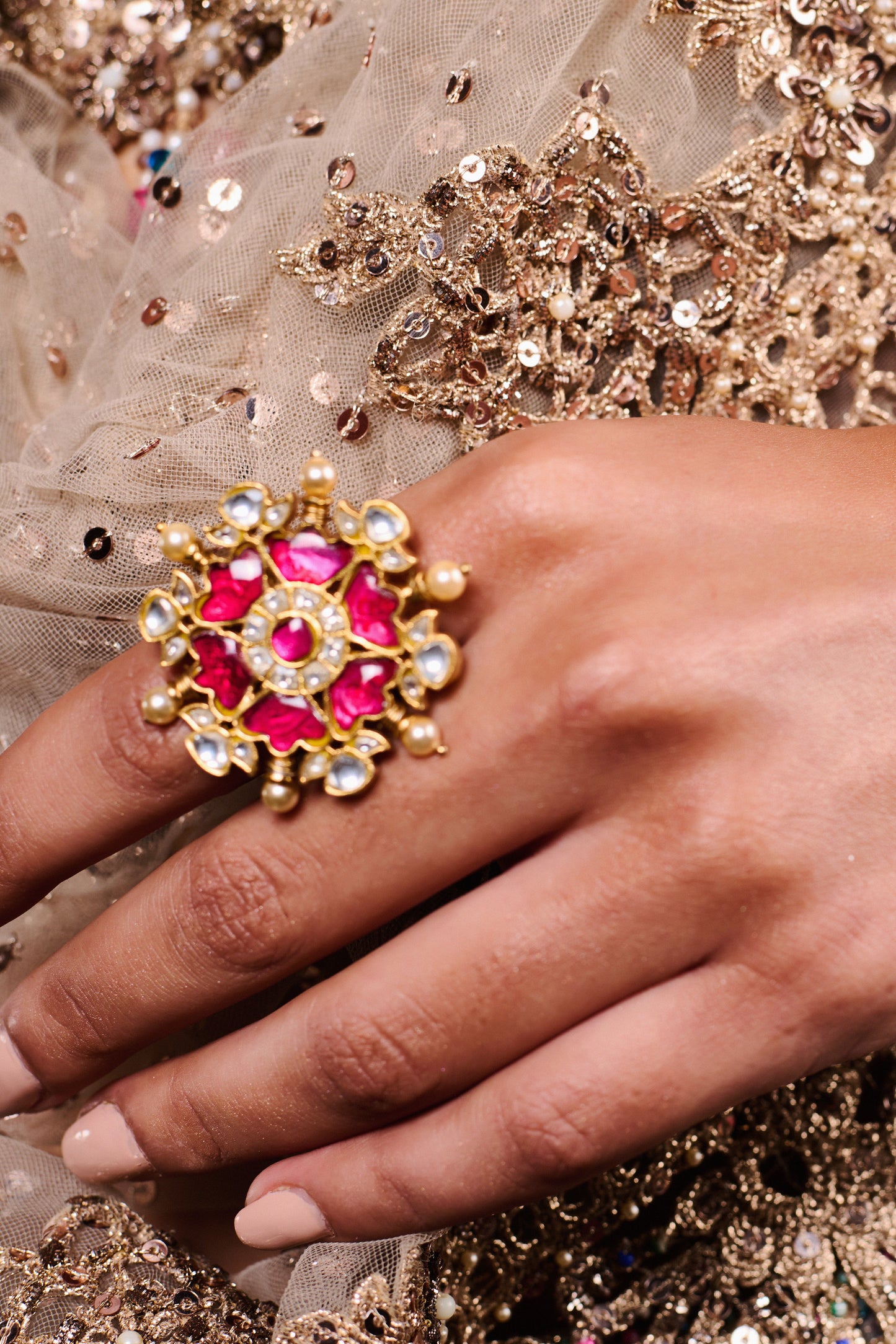 Floral Raani Ruby Ring