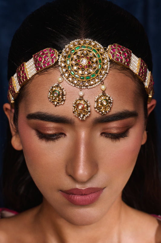 Ruby Pearl Raani Haar With Emerald Jadau Karigari