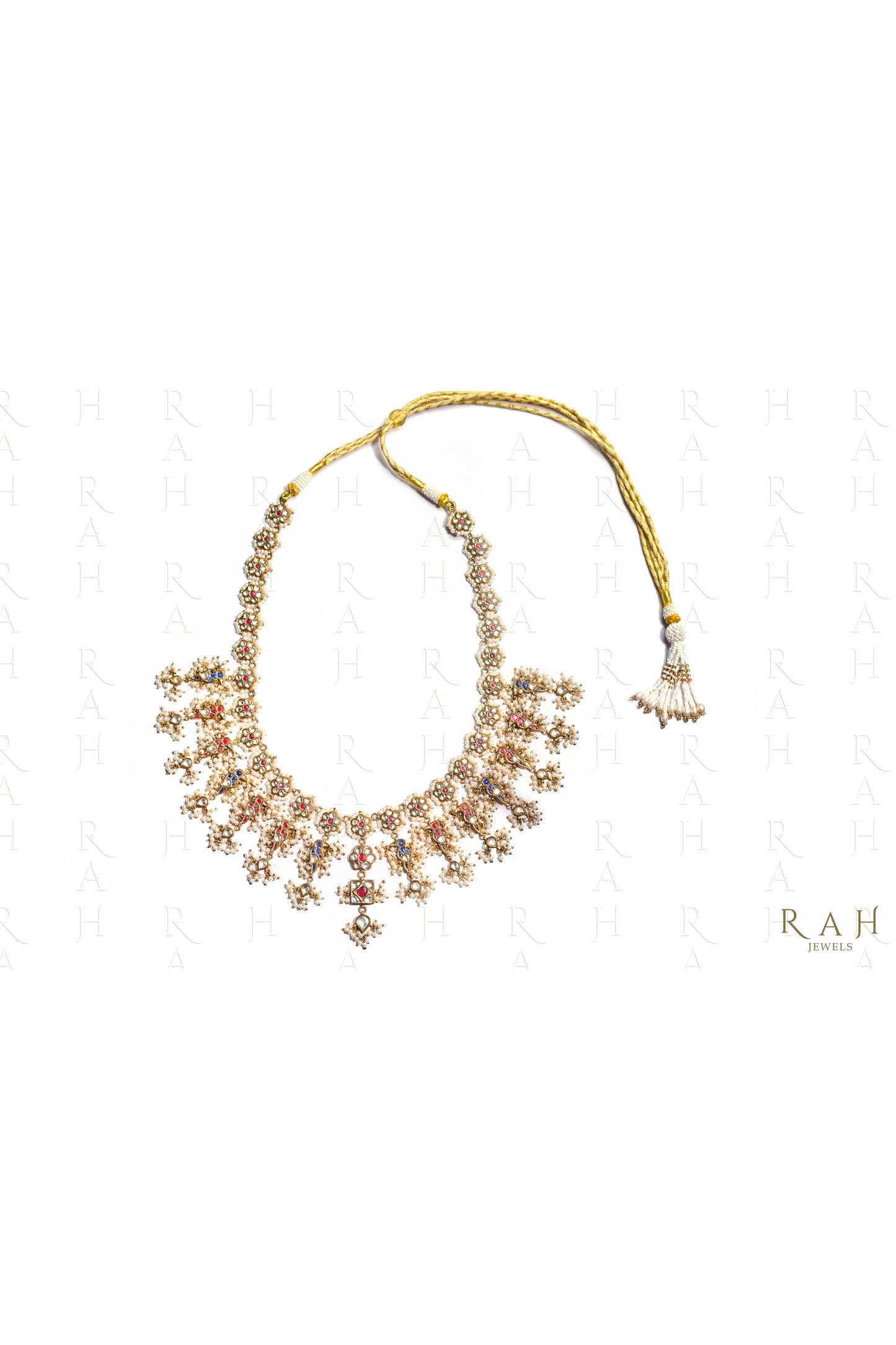 Rani Pink Necklace with Pearl Drops