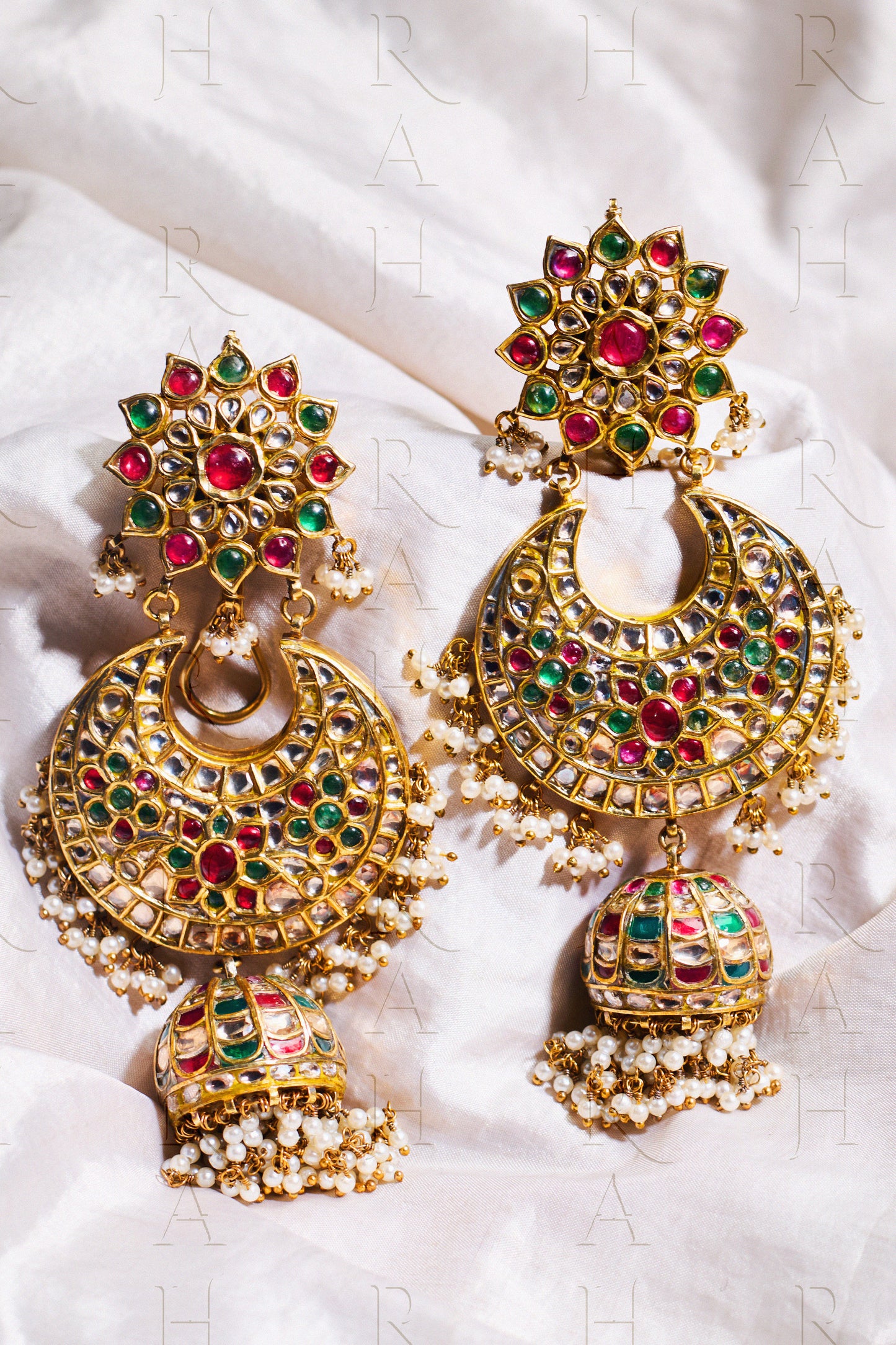 Ruby And Emerald Chand Jhumke