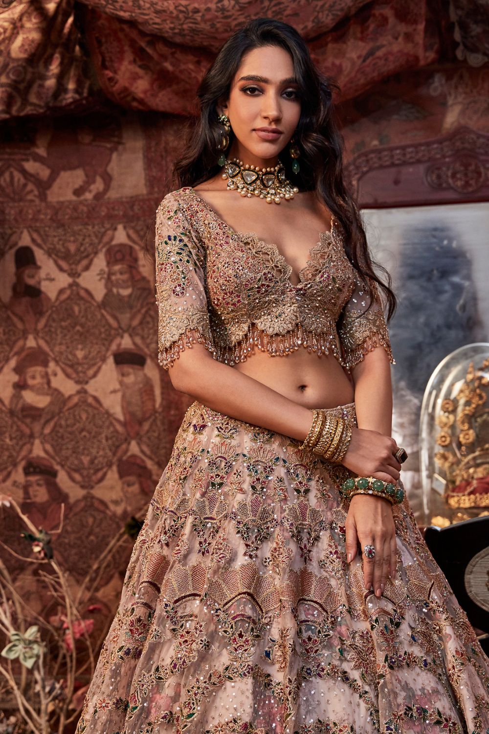 Silk bridal lehenga choli in Brown colour 1013