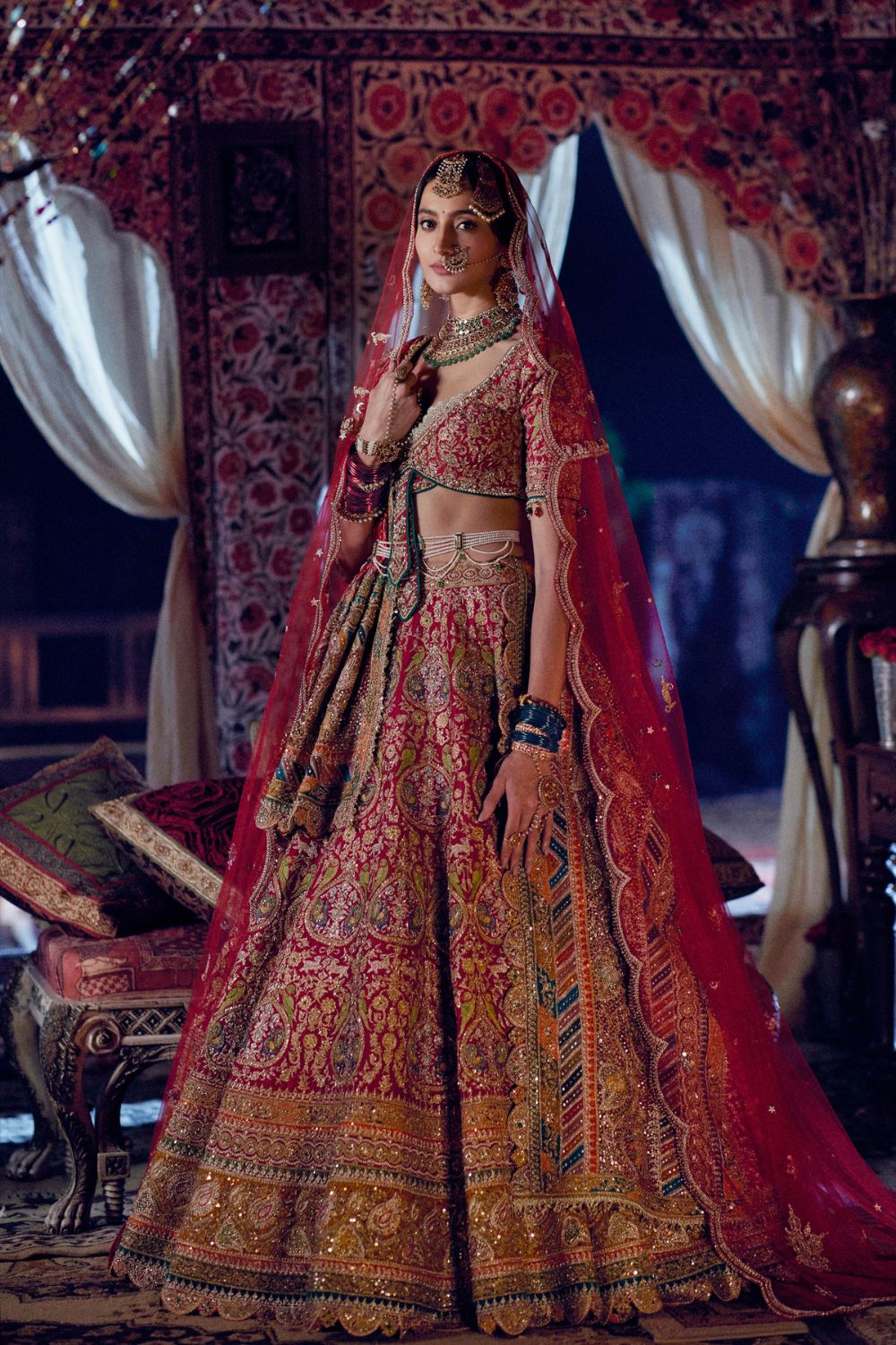 Pomegranate Hued Lehenga set