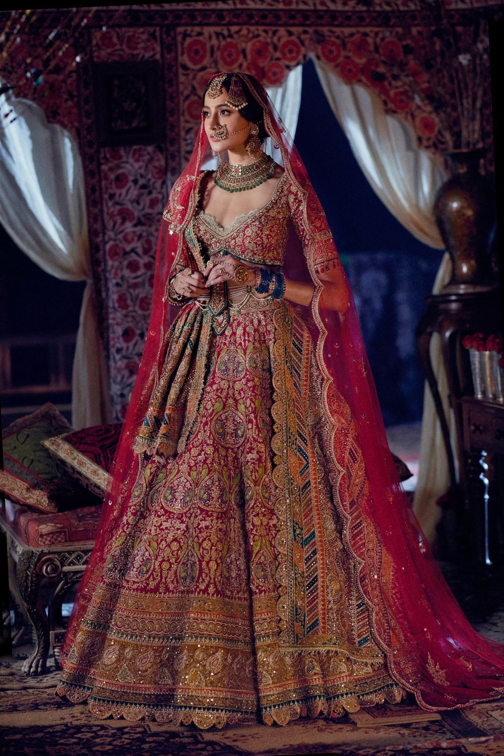 Pomegranate Hued Lehenga set