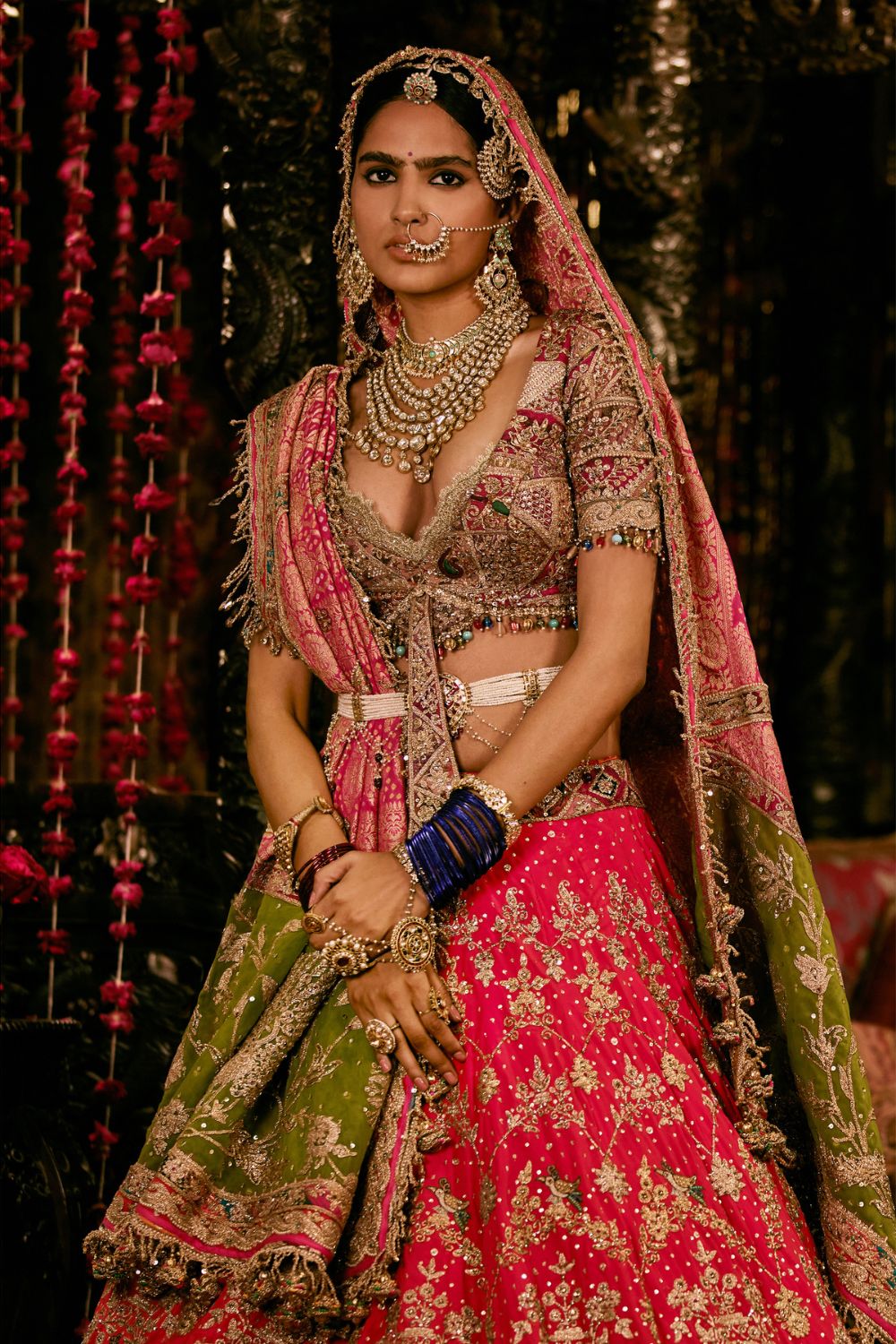 Heavy embrodiered shaded wedding lehenga in orange and red – Tarun  Tahiliani – BMW India Bridal Fashion Week 2015 – Shinjini Amitabh Chawla
