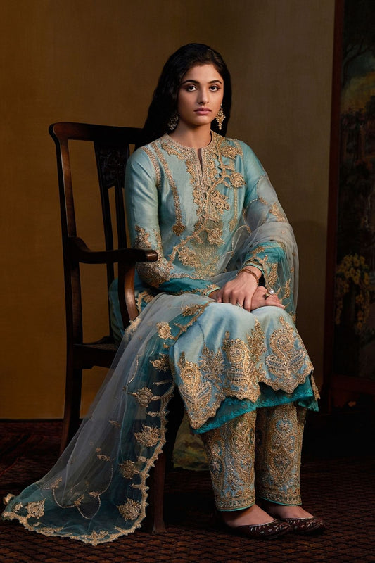 Ice Blue Kalidar Salwar Set