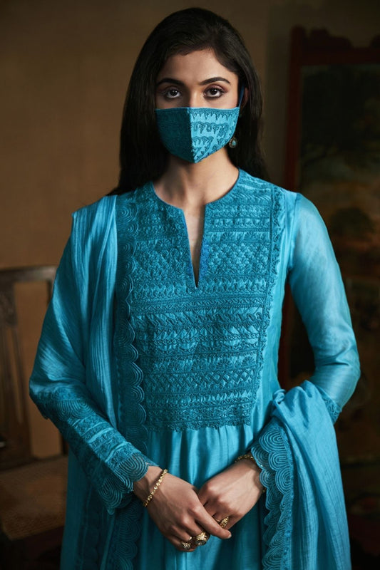 Blue Kalidar Salwar Set