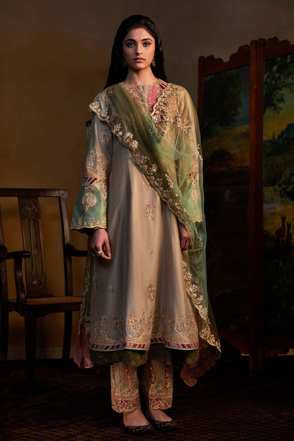 Khaki Kurta and salwar set