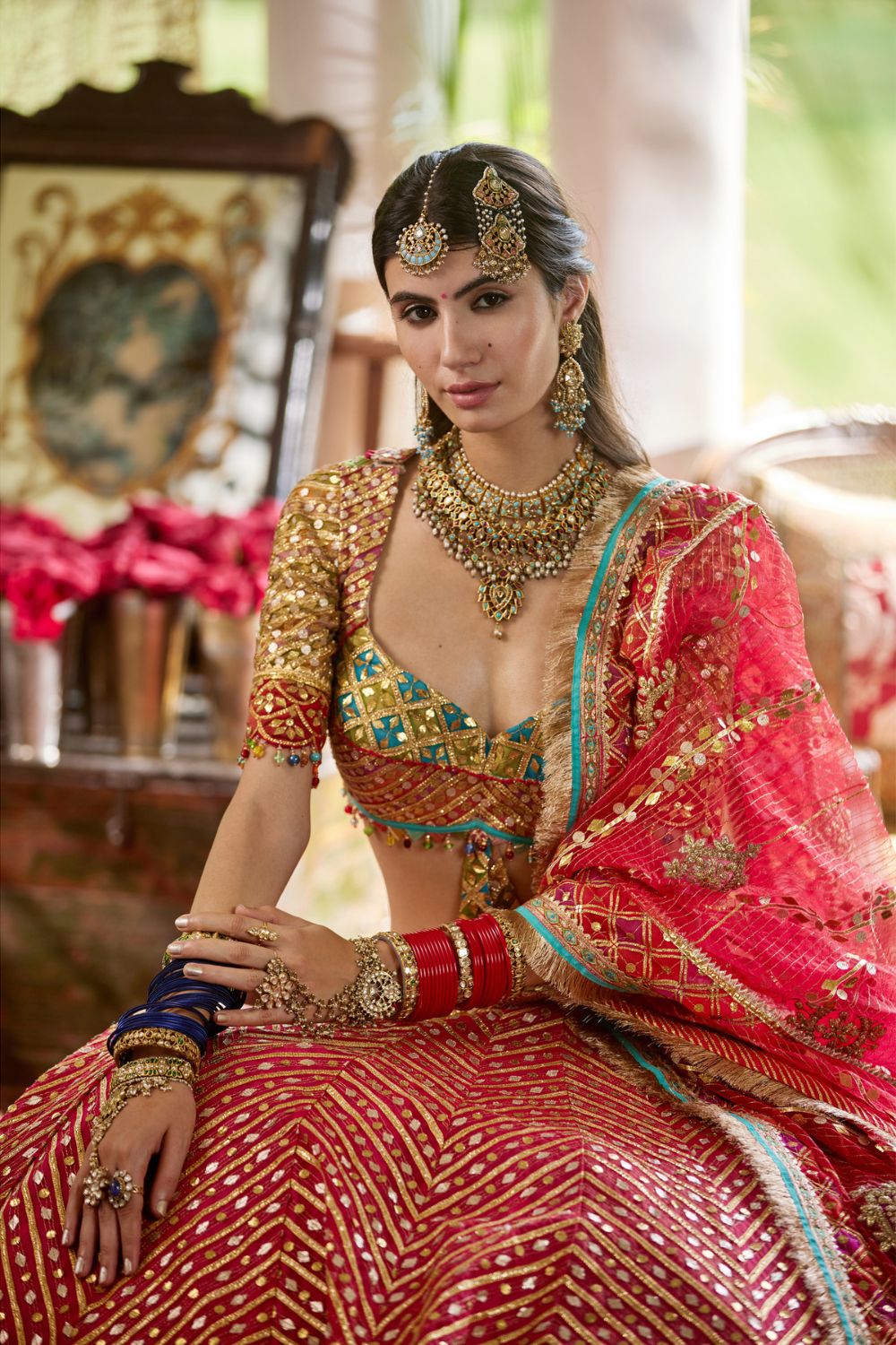 Deep red Lehenga set