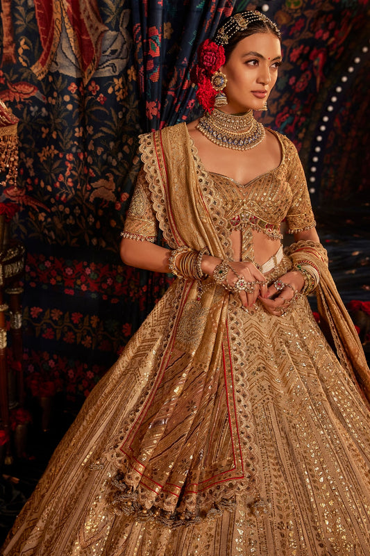 Pale Gold Gota-Patti Lehenga