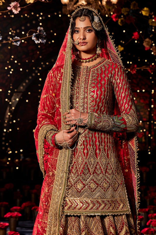 Deep Red Sequin Sharara Set