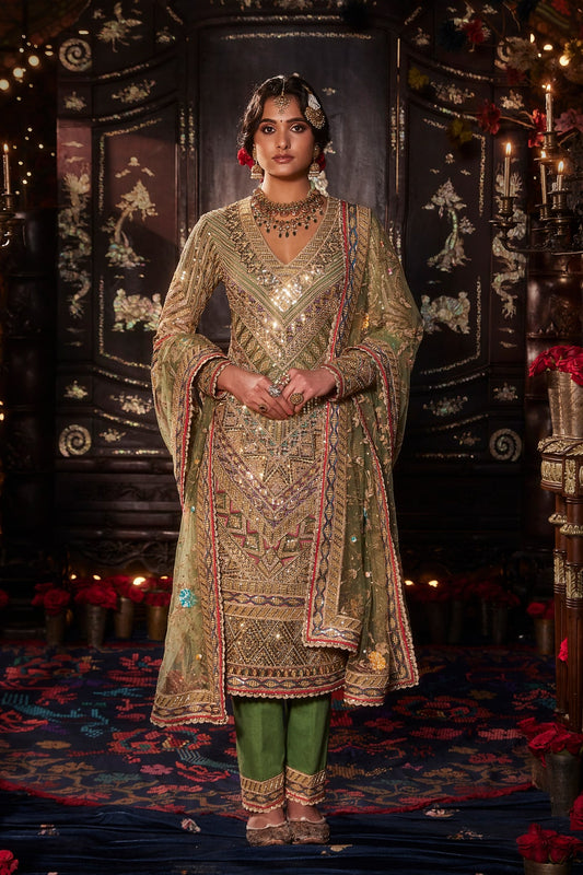 Pistachio Green Sequin Kurta Set