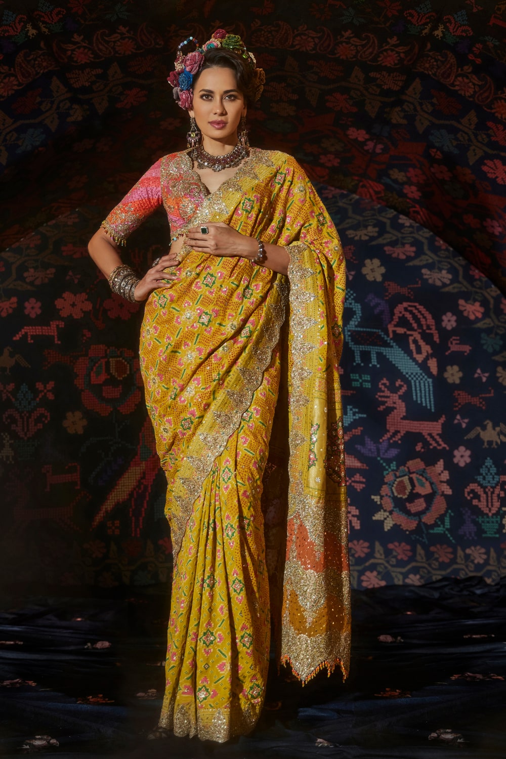 Yellow Gharchola Saree